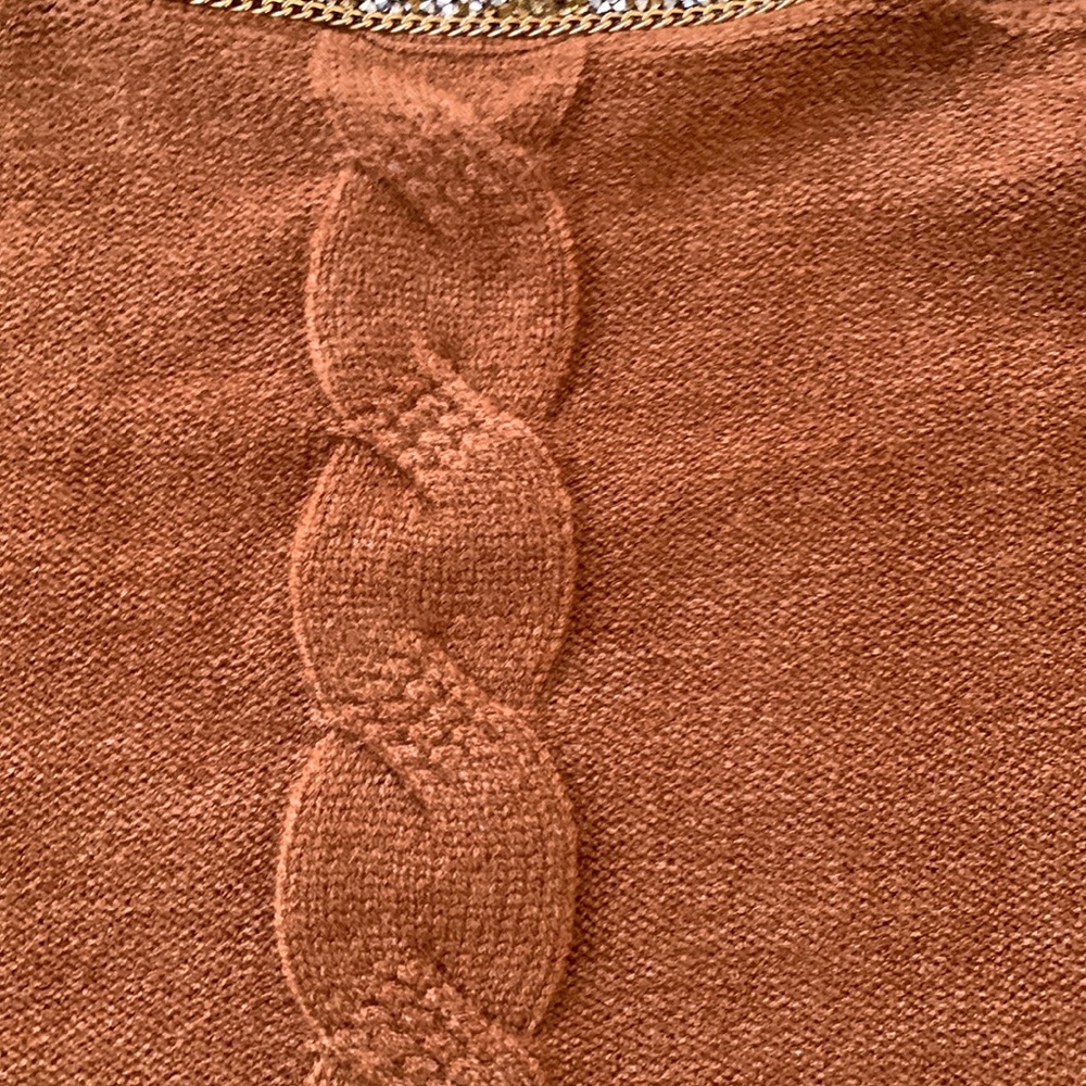 Venus  brown cold shoulder sweater with beaded embellished detail neckline - Picture 6 of 10